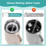 Ice Cube Tray for Tumbler Cup 30Oz-40Oz, 3 Pcs Silicone Cylinder Ice Mold with Lid and Bin for Freezer, Easy Fill and Release Ice Maker for Whiskey, Cocktail BPA-Free
