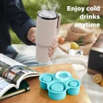 Ice Cube Tray for Tumbler Cup 30Oz-40Oz, 3 Pcs Silicone Cylinder Ice Mold with Lid and Bin for Freezer, Easy Fill and Release Ice Maker for Whiskey, Cocktail BPA-Free