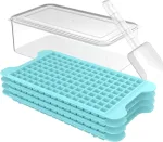 Mini Ice Cube Tray for Freezer: Nugget Ice Cube Tray with Bin - Easy Release MIni Iced Cube Maker - Crushed Ice Tray Making 4×135 PCS Icecube