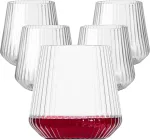 40 Pack Plastic Ribbed Wine Glasses, 14Oz Disposable Wine Glasses Unbreakable Clear Plastic Cocktail Glasses Recyclable Shatterproof Reusable Plastic Wine Cups (14oz 40pack)