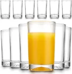 Small Glasses Set of 6, 5.5-ounce Clear Glass Cups, Heavy Base, Thick and Durable, Drinking Glasses for Juice and Milk