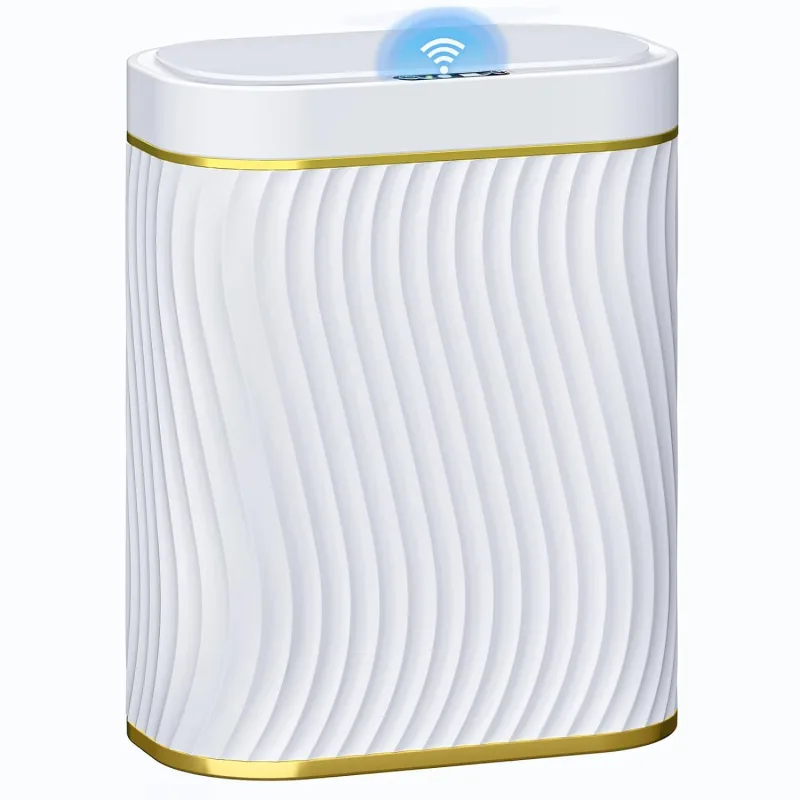 GGUW Bathroom Small Trash Can with Automatic Touchless Lid, Smart Garbage Can Narrow Waterproof Trash Bin for Bedroom, Office, Living Room