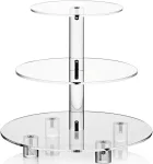 GGUW Acrylic Cupcake Stand, Clear Dessert Tower Holder Display for Wedding, Party, Baby Shower, 3 Tier Round