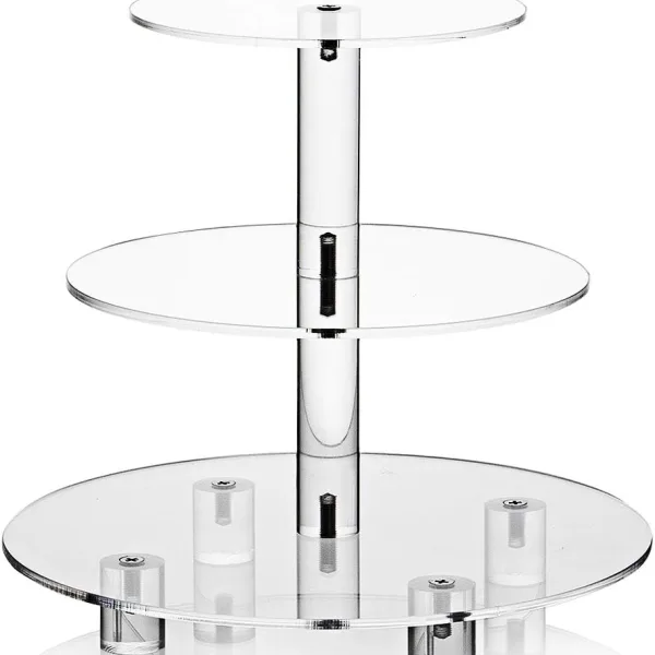 GGUW Acrylic Cupcake Stand, Clear Dessert Tower Holder Display for Wedding, Party, Baby Shower, 3 Tier Round