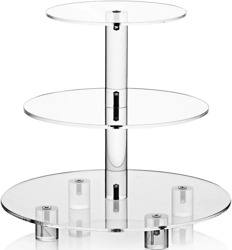 GGUW Acrylic Cupcake Stand, Clear Dessert Tower Holder Display for Wedding, Party, Baby Shower, 3 Tier Round