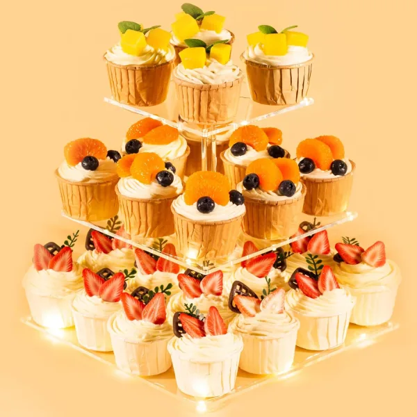 GGUW 3 Tier Cupcake Stand Cupcake Holder, Acrylic Cupcake Tower, Dessert Table Display Set for Birthday, Bar, Parties