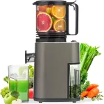 GGUW Masticating Juicer with DC Motor, Wide Feed Chute, Slow Cold Press Juice Extractor for Whole Fruits and Vegetables, High Juice Yield