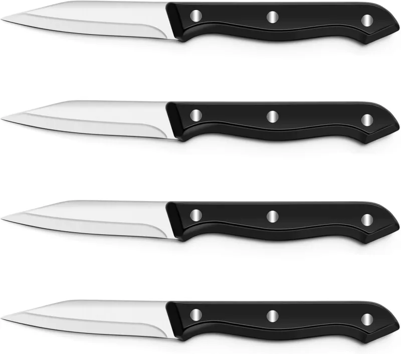 GGUW 4 Piece Paring Knife Set, 3.5 Inch Paring Knives with Ergonomic Handle, Triple Rivet, Cutting and Peeling Knives for Vegetables and Fruits, Stainless Steel