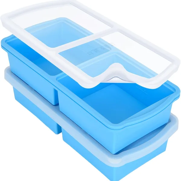 GGUW Silicone freezer molds, 2 Cup Silicone Freezer Trays with Lid, Soup Freezer Container large Ice Cube Molds, Perfect for Storing Lasagna, Leftovers, Sauces, Portioned Meals and More