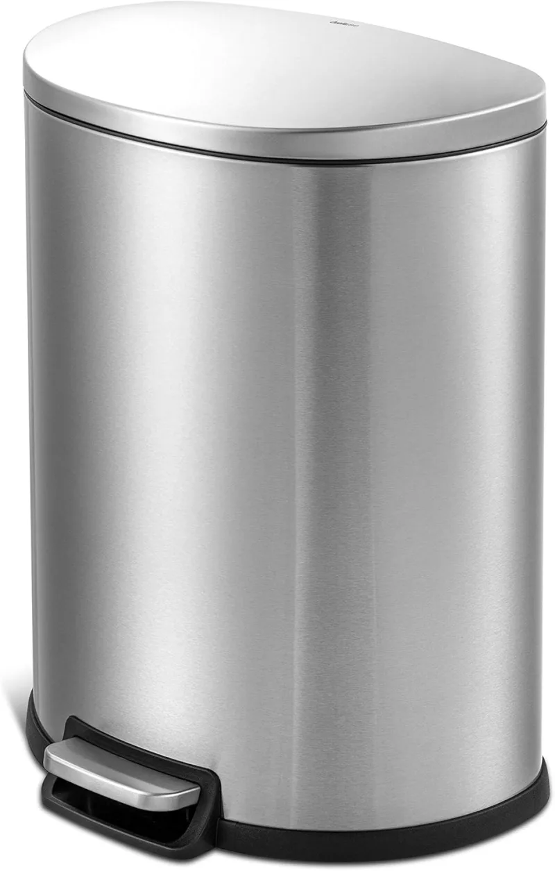 GGUW 13Gal Heavy Duty Hands, Free Stainless Steel Kitchen Step Trash Can, Fingerprint Resistant Soft Close Lid Trashcan