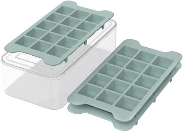 Ice Cube Tray for Freezer with Bin: Easy Release Ice Cube Maker with Covered Ice Holder - GGUW 3pack Ice Trays for Making 1.5 inch Icecubes - Icebox with Lid