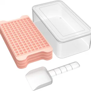 Mini Ice Cube Tray for Freezer: GGUW Small Ice Cube Tray with Bin - Easy Release Iced Maker Trays - Nugget Ice Tray Making 4×135 PCS Icecube