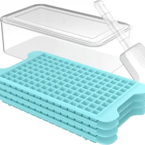 Mini Ice Cube Tray for Freezer: Nugget Ice Cube Tray with Bin - Easy Release MIni Iced Cube Maker - Crushed Ice Tray Making 4×135 PCS Icecube
