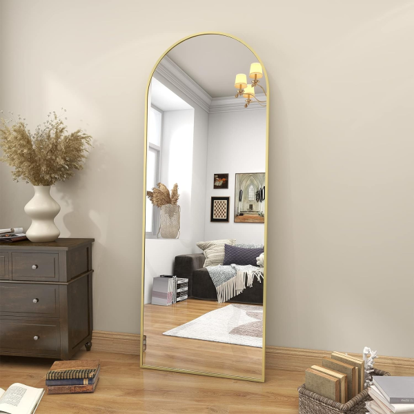 GGUW 64"x21" Arch Floor Mirror,Gold