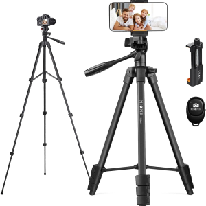 55" Phone Tripod, GGUW Aluminum Extendable Tripod Stand with Shutter