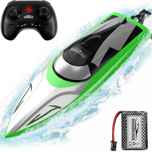 Fast RC Boats for Adults & Kids, 2.4GHz Remote Control Boat for Boys, Radio Controlled Boats with Rechargeable Battery, Remote Control Boat for Pool&Lake with LED Effect