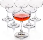 Crystal Coupe Glasses, Set of 6, 7 Ounce(220ml), Elegant Short Stem Design, Clear Cocktail Glasses Sets Perfect for Drinking Champagne, Sweet Wine, etc.