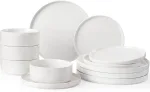 Plates and Bowls Set, 12 Pieces Dinnerware Sets, Dishes Set for 4, White