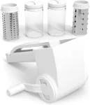 Restaurant-Grade Italian Cuisine Rotary Cheese Grater with Handle - Perfect Heavy-Duty Parmesan Cheese Grater - Effortlessly Shred and Shave Cheese with 2 Easy to clean Stainless Steel Drum Blades