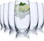 Drinking Glasses Set of 6, Crystal Highball Water Glasses, Glass Cups for Water, Juice, Beverage, Mojito, Mixed Drinks, Cocktail Glass Set, 13 Oz