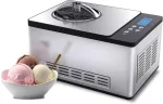 Ice Cream Maker Machine Automatic 2.1 Qt. with Built-In Compressor, LCD Digital Display, Timer, No Pre-Freezing, Stainless Steel