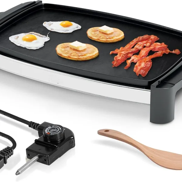 18 Inch Large Electric Griddle Grill, For Eggs, Pancakes, Burgers, Removable Temperature Control, Nonstick Coating, Indoor grill flat top griddle pan electric griddles