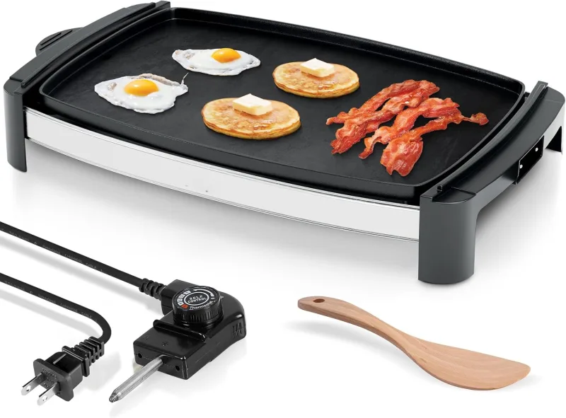 18 Inch Large Electric Griddle Grill, For Eggs, Pancakes, Burgers, Removable Temperature Control, Nonstick Coating, Indoor grill flat top griddle pan electric griddles
