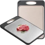 Stainless Steel Cutting Board Large, Double Sided Cutting Board for Kitchen, Non Toxic Chopping Board for Meat, Vegetables,Dishwasher Safe