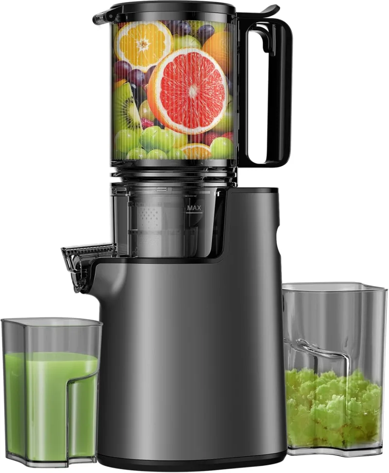 Cold Press Juicer, Masticating Juicer with Feed Chute, 350w Slow Juicer Machines Fit Whole Vegetables and Fruits with High Juice Yield, Easy to Clean