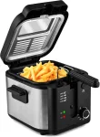 Electric Deep Fryer with Basket, Adjustable Temperature Frying Pot for Home Use, Removable Lid and Non-Stick Inner Pot