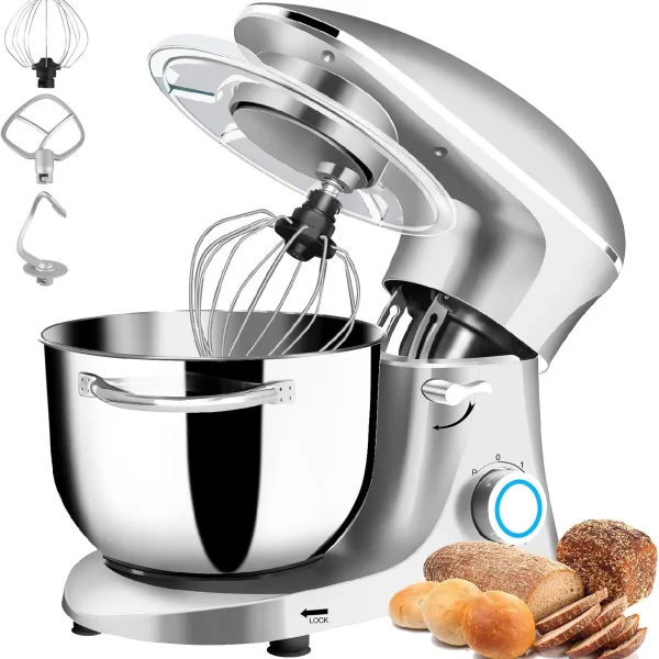 Stand Mixer, 6Qt Electric Food Mixer, 6-Speeds Tilt-Head Dough Mixers with Dishwasher-Safe Dough Hook, Wire Whip, Beater
