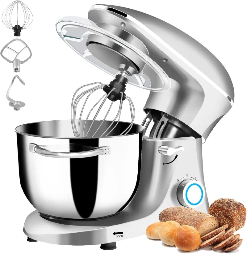 Stand Mixer, 6Qt Electric Food Mixer, 6-Speeds Tilt-Head Dough Mixers with Dishwasher-Safe Dough Hook, Wire Whip, Beater