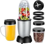 Personal Drink Mixer Blender, Portable Single Serve Blender for-Smoothies 18 Oz, Shakes, Food Prep, and Frozen Blending, Includes Blending Blade, Drink Lids and 2 Cups