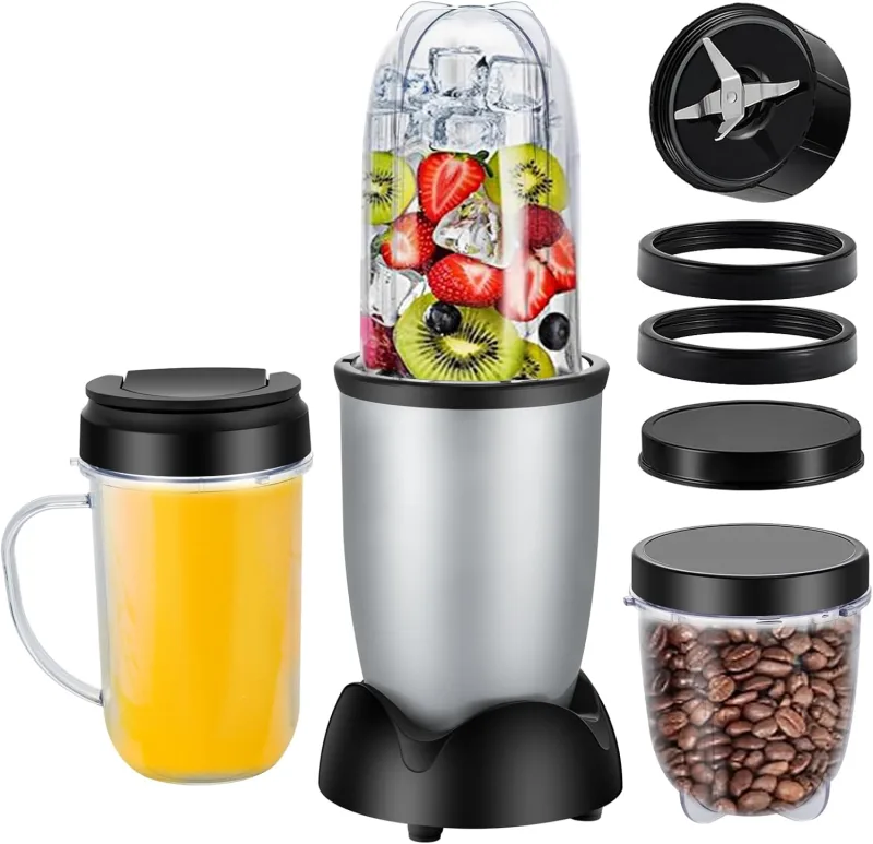 Personal Drink Mixer Blender, Portable Single Serve Blender for-Smoothies 18 Oz, Shakes, Food Prep, and Frozen Blending, Includes Blending Blade, Drink Lids and 2 Cups