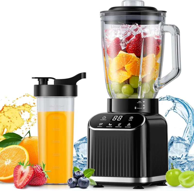 5 Functions Professional Blender for Smoothies, 1200 Peak Watts Smoothie Blender, 52 Oz Glass Jar, Blenders for Smoothies, Ice and Frozen Fruit