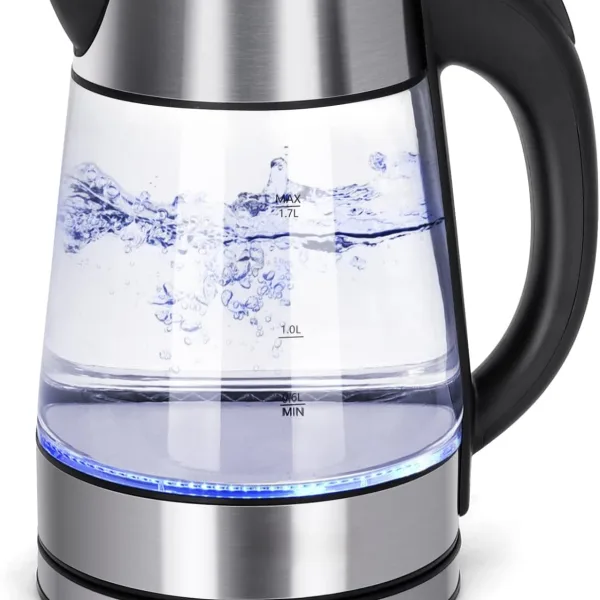 GGUW Glass Hot Water Kettle Electric for Tea and Coffee Fast Boiling Electric Kettle Cordless Water Boiler with Auto Shutoff & Boil Dry Protection