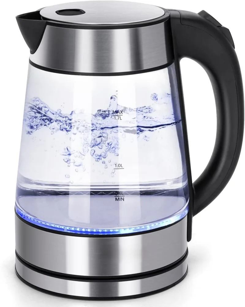 GGUW Glass Hot Water Kettle Electric for Tea and Coffee Fast Boiling Electric Kettle Cordless Water Boiler with Auto Shutoff & Boil Dry Protection