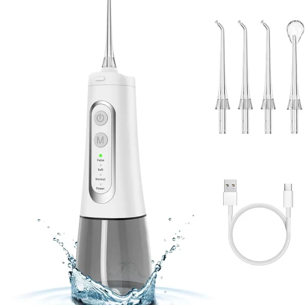 GGUW Water Flosser, Oral Irrigator Electric, Oral Teeth Braces Cleaning, Water Floss Pick, Cordless Tooth Cleaner Tool Kit, Portable, Travel Rechargeable, Waterproof