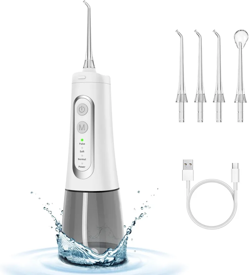 GGUW Water Flosser, Oral Irrigator Electric, Oral Teeth Braces Cleaning, Water Floss Pick, Cordless Tooth Cleaner Tool Kit, Portable, Travel Rechargeable, Waterproof