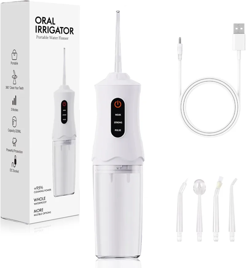 GGUW Water Dental Flosser Cordless for Teeth Cleaning and Flossing, Water Flossed Rechargeable Tonsil Stone Adults Kids Braces, Home, Office, Travel